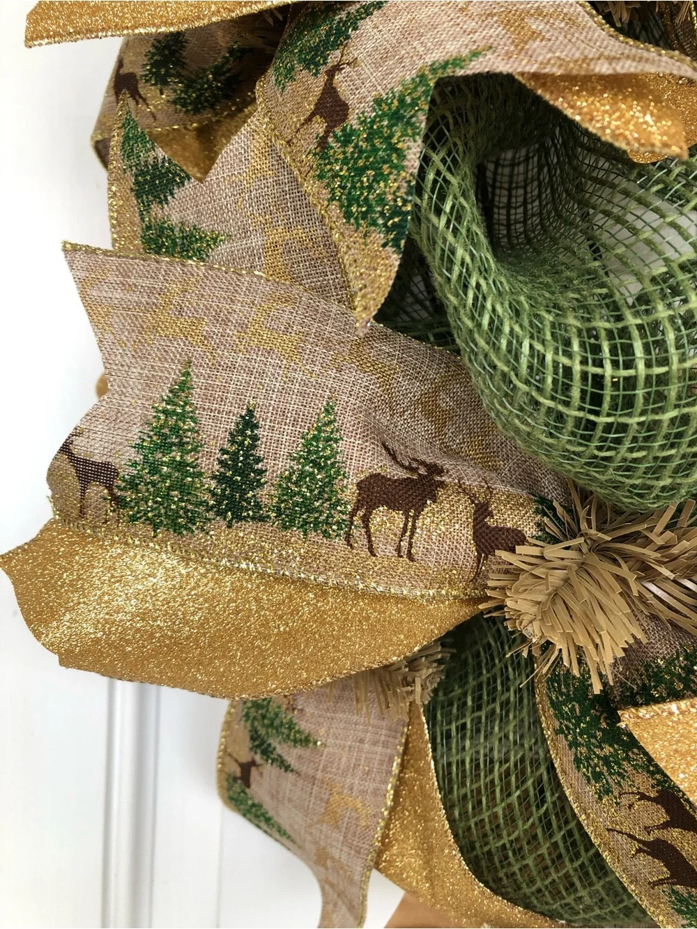 Handmade Festive Gold and Green Holiday Wreath